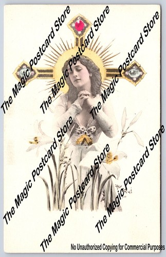 Praying madonna cross lilies - cross,
